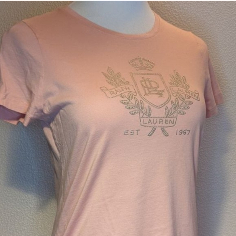 2/$18 LRL Pink Studded Tee T-Shirt